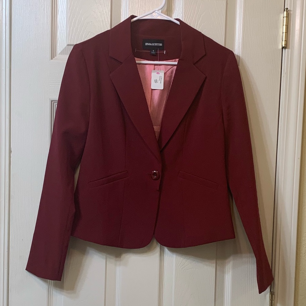 Burgundy blazer from local boutique